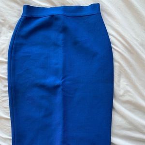 Royal blue bandage midi skirt